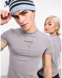 Collusion - T-shirt slim con logo grigia unisex - Lyst