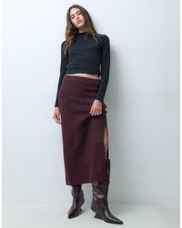 Pieces - Gebreide Maxi-Rok Met Hoge Taille - Lyst