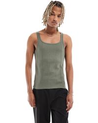 ASOS - Muscle Fit Square Neck Rib Vest - Lyst