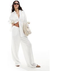 ASOS - Pantalones Blancos Sin Cierres De Tejido Efecto Lino De (Parte De Un Conjunto) - Lyst
