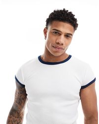 ASOS - Muscle Fit Ringer T-shirt With Cap Sleeves - Lyst
