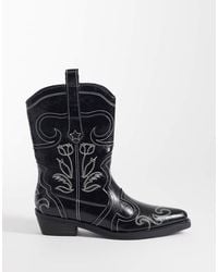 Public Desire - Ula Embroidered Low Ankle Boots - Lyst