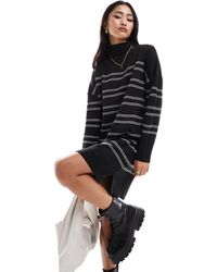 French Connection - Striped High Neck Knitted Dress - Lyst