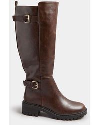 Yours Clothing - Faux Leather Knee High Boots - Lyst