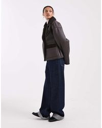 Pieces - Chaqueta Marrón Chocolate De Borreguito Sintético De - Lyst