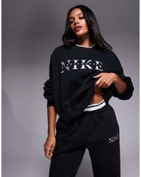 Nike - Sudadera Negra Con Logo Phoenix Fleece Gym Life Swoosh De - Lyst