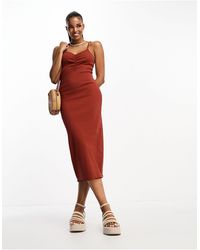 Pieces - Exclusive Ruched Front Cami Midi Dress - Lyst