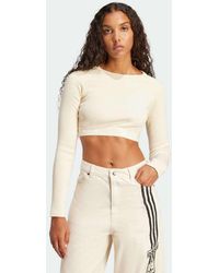 adidas Originals - Top Corto De Manga Larga De Canalé De - Lyst