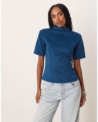 ASOS - Scuba-style Fabric Grown On Neck Cinched Tee - Lyst