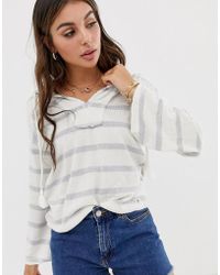 Billabong Lazy Palms Stripe Beach Hoodie In Multi - White