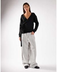 Glamorous - V Neck Wrap Knit Cardigans - Lyst
