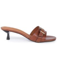 OFF THE HOOK - Jackie Leather Kitten Heel Mule Sandals With Buckle Detail - Lyst