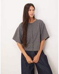 ASOS - Boxy Button Through Sweat Top - Lyst