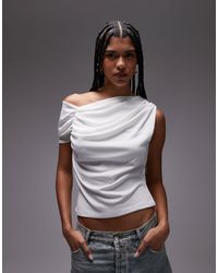 TOPSHOP - Ruched Detail One Shoulder Top - Lyst
