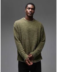 HUGO - Sanou Central Logo Relaxed Fit Boucle Knit Jumper - Lyst