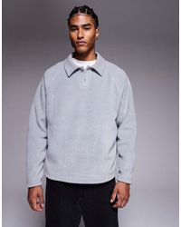 ASOS - Relaxed Fleece Sweatshirt With Ribbed Collar - Lyst