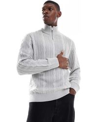 JJ Rebel - Cable Knit 1/4 Zip Jumper - Lyst