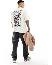 ASOS - Camiseta blanco hueso extragrande con estampado estilo souvenir en la espalda - Lyst