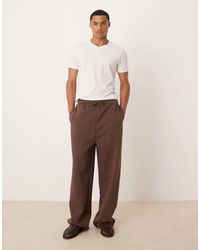 ASOS - Joggers Marrones Básicos De Pernera Ancha De -Marrón - Lyst