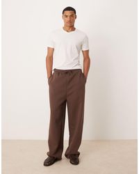 ASOS - Joggers Marrones Básicos De Pernera Ancha De -Marrón - Lyst