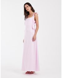 Vero Moda - Satin Cowl Neck Maxi Dress With Draping Frill Detail - Lyst