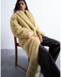 TOPSHOP - Faux Fur Super Long Oversized Shawl Coat - Lyst