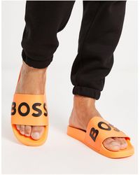 Sandalias s con logo bay BOSS by HUGO BOSS de hombre de color Naranja Hombre Zapatos de Sandalias y chanclas de Chanclas de dedo y de pala 