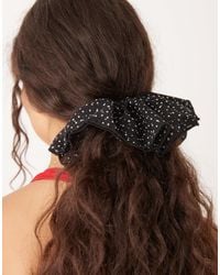 ASOS - Hair Scrunchie With Gathered Polka Dot Fabric - Lyst