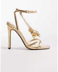 Kaiia - Exclusive 00s Strappy Heart Chain Detail Heeled Sandals - Lyst