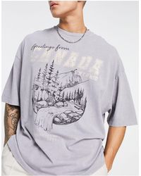 ASOS - T-shirt oversize slavata grigia con stampa "canada" vintage sul davanti - Lyst