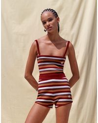 adidas - Originals x asos - débardeur d'ensemble en maille rayée - bordeaux - Lyst