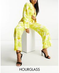 ASOS - Hourglass Oversized Floral Relaxed Suit Trousers With Linen - Lyst