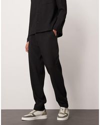 ASOS - Pantalones Negros Plisados De Corte Tapered De (Parte De Un Conjunto) - Lyst
