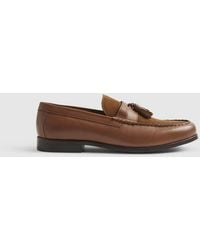 River Island - Leather Textured Tassel Loafers - Lyst