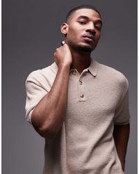 TOPMAN - Knitted Button Through Boucle Shirt - Lyst