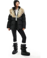 Threadbare - Ski Belted Puffer Coat With Faux Fur Collar - Lyst