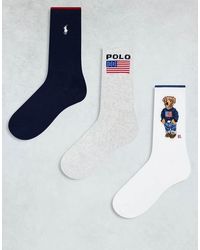 Polo Ralph Lauren - 3-Pack Bear, Logo And Flag Socks - Lyst