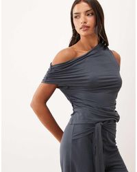 ASOS - Linen Look Asymmetric Cowl Neck Top - Lyst