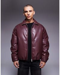 ASOS - Faux Leather Bomber Jacket - Lyst