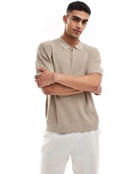 New Look - 1/4 Zip Short Sleeve Knitted Polo - Lyst