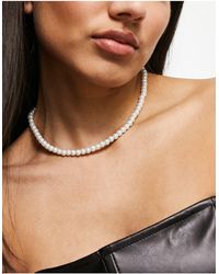 ASOS Necklace With Simple Faux Glass Pearl Design - Black