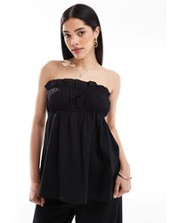 esmé studios - Esmee Exclusive Ruched Bandeau Linen Blend Top - Lyst