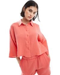 Vero Moda - Textu Cropped Shirt Co-ord - Lyst