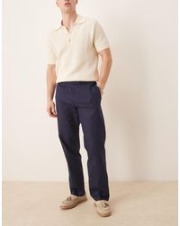 ASOS - Smart Straight Leg Linen Blend Trousers - Lyst