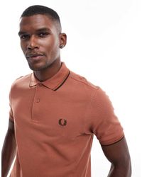 Fred Perry - Polo Color Ruggine Con Doppia Riga A Contrasto Su Maniche E Colletto - Lyst