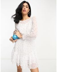 French Connection - Long Sleeve Mini Mesh Dress - Lyst
