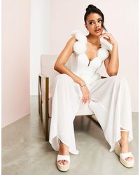 ASOS - Beach Sheer Wide Leg Trousers With Tulle Corsage Waist - Lyst