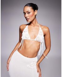 Wanderdoll - Peony Knitted Corsage Tassel Detail Bralette Top Co-ord - Lyst