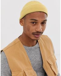 ASOS – Blassgelbe Mini-Fischerman-Beanie mit dicken Rippen