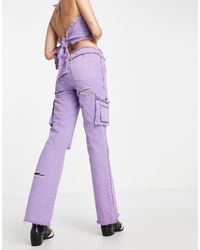 Collusion - Festival Cargo Detail Flare Jean With Distressed Seams Co-ord - Lyst